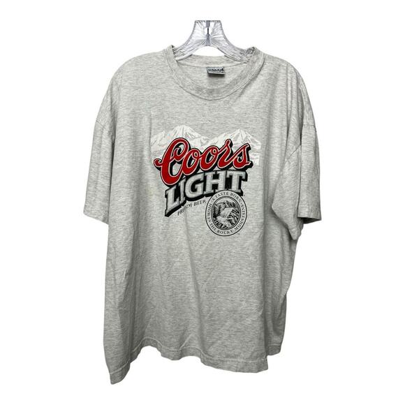 Vintage Coors Light Beer T-Shirt Men's XL Gray Rocky Mountain Promo Y2K - Picture 1 of 8
